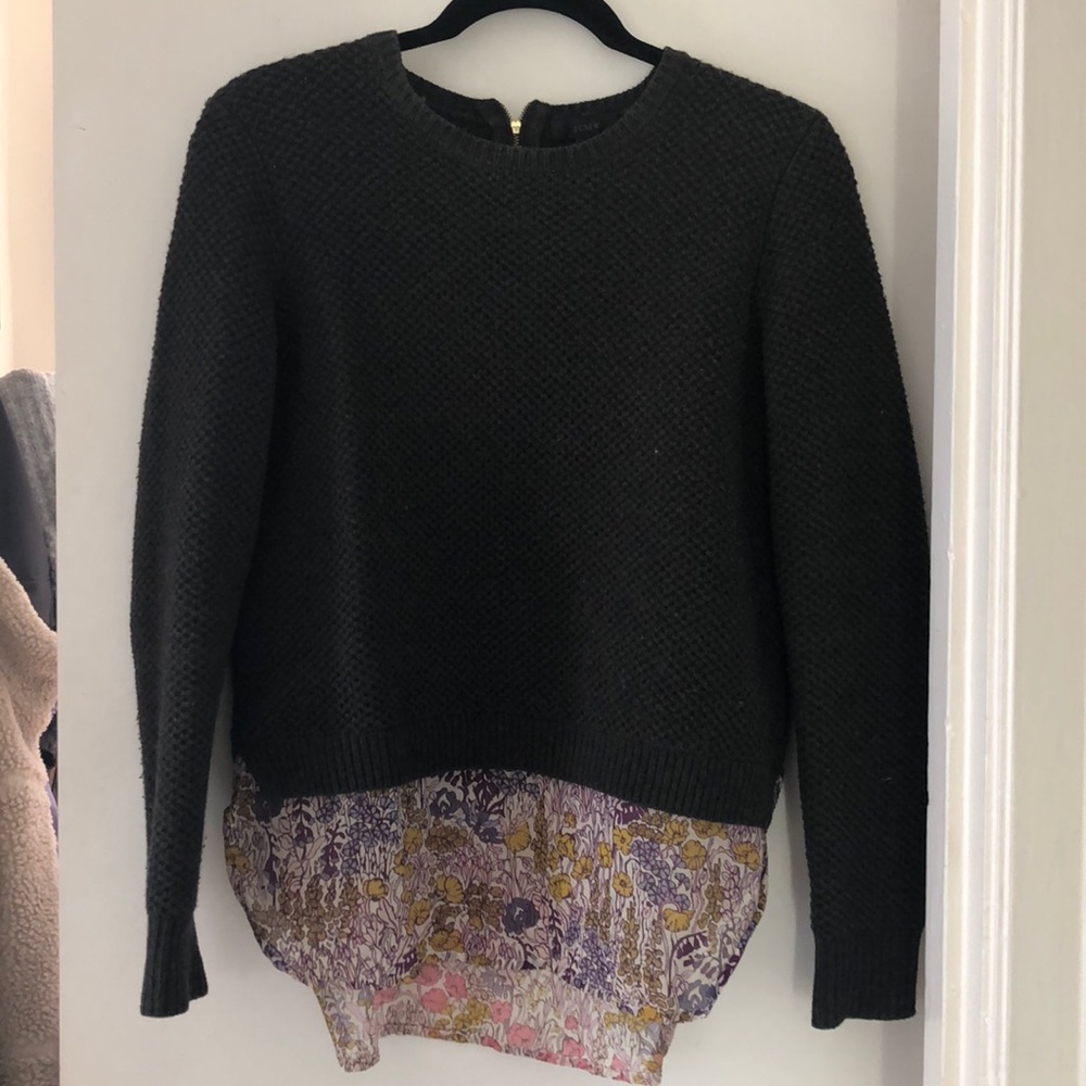J. Crew layered sweater with floral detailing